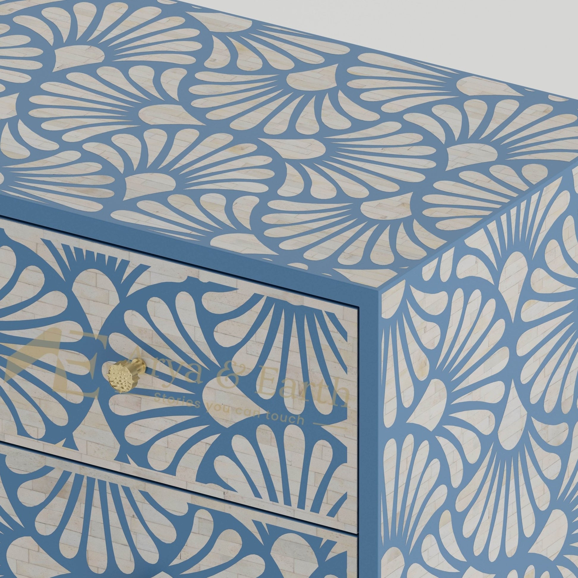 Gatsby Chest of Drawers - Bone Inlay - Mystique Blue - arya & earth