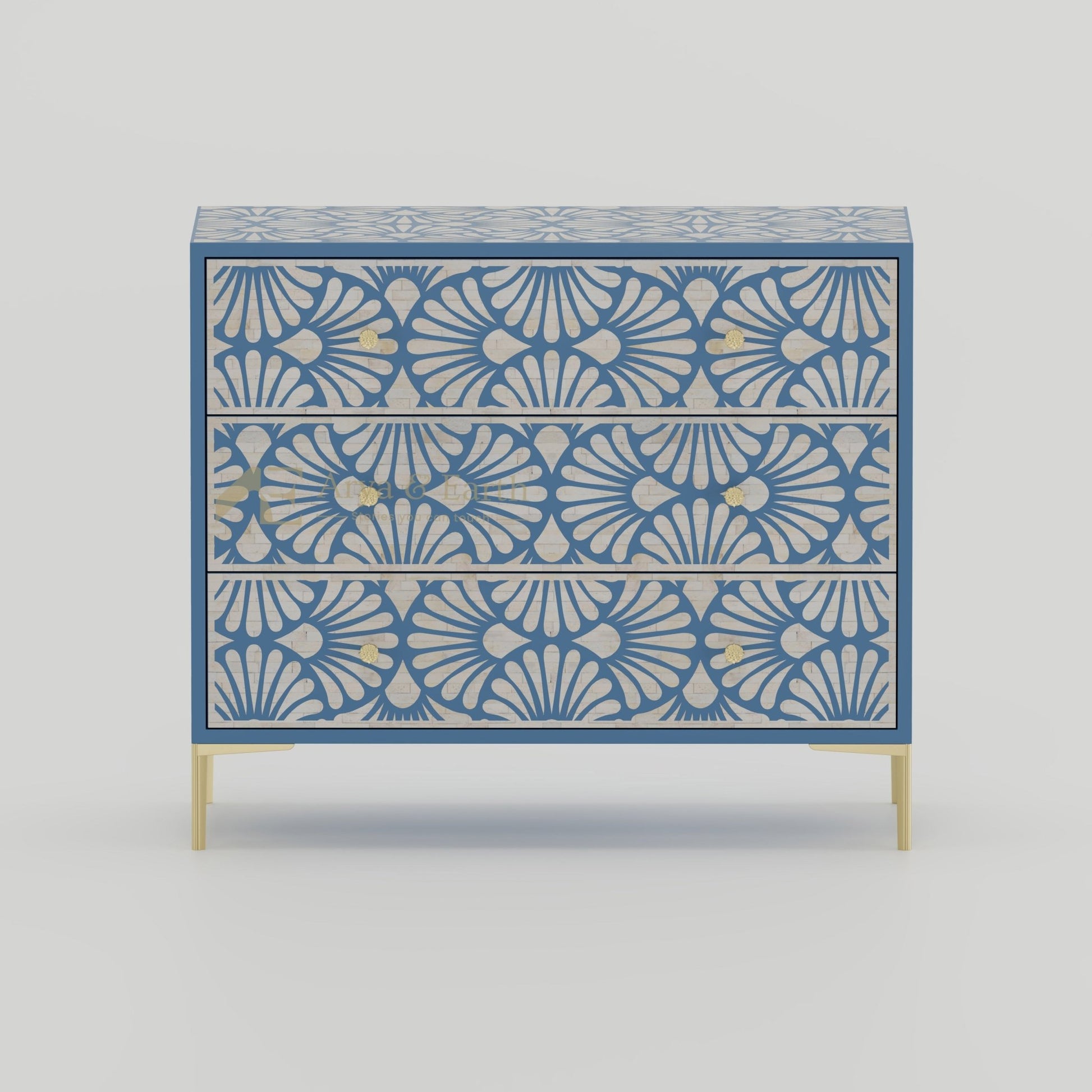 Gatsby Chest of Drawers - Bone Inlay - Mystique Blue - arya & earth