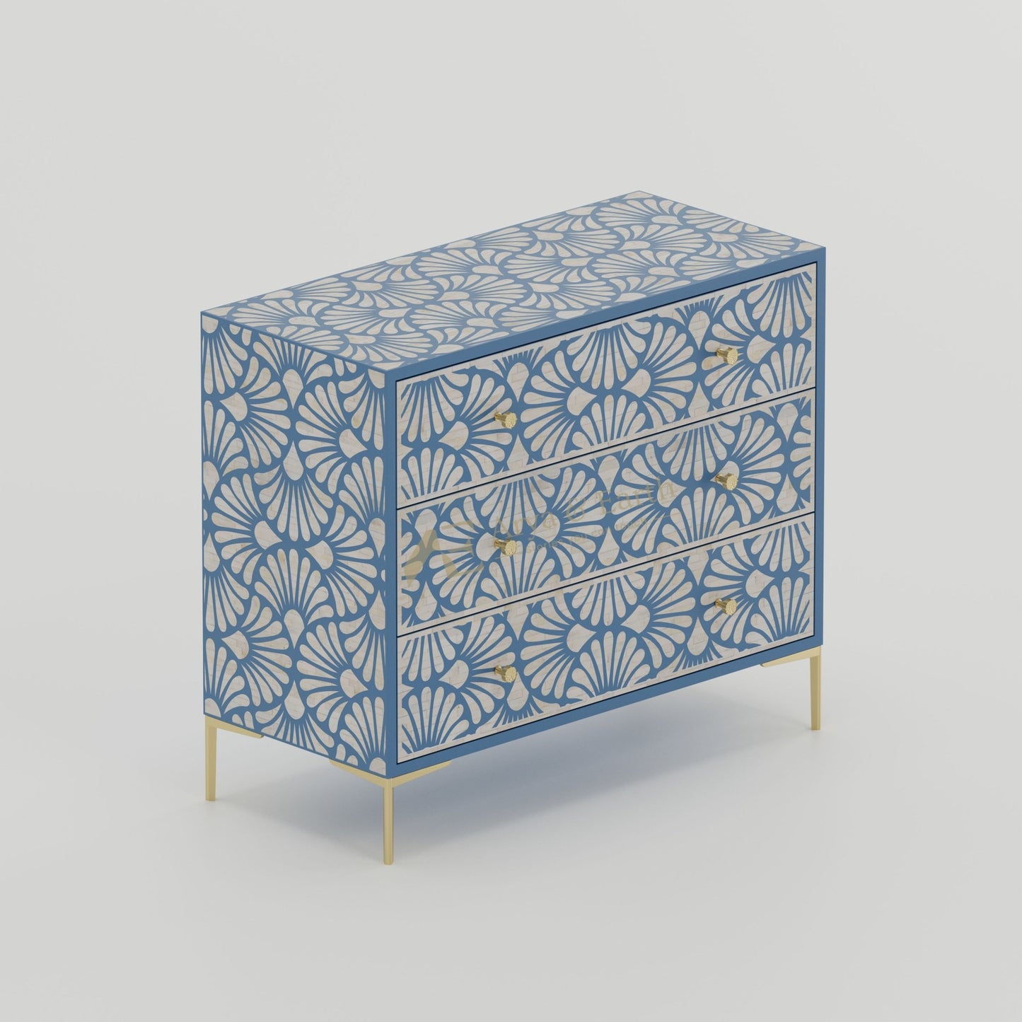 Gatsby Chest of Drawers - Bone Inlay - Mystique Blue - arya & earth