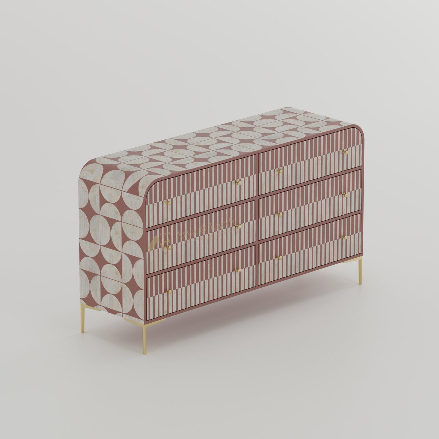Gatsby Chest of Drawers - Bone Inlay - Terracotta - arya & earth