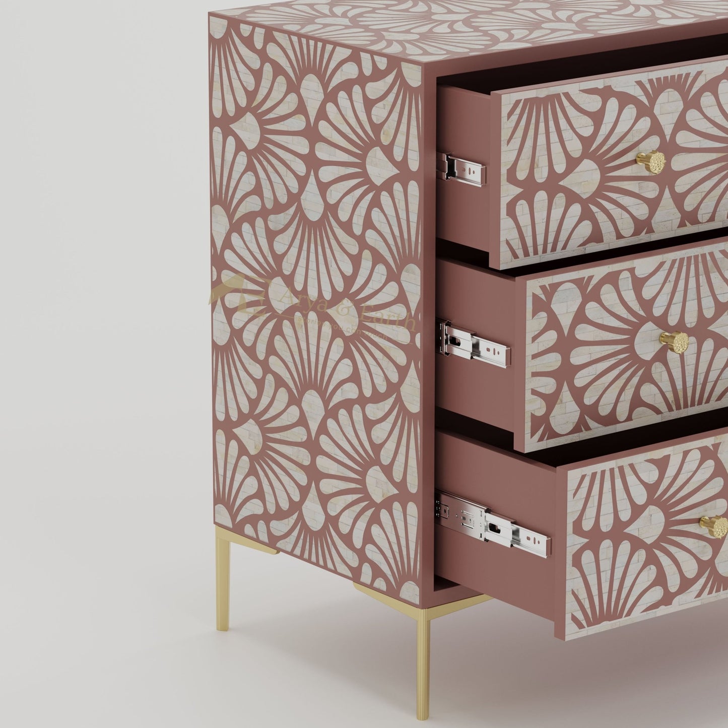 Gatsby Chest of Drawers - Bone Inlay - Terracotta - arya & earth