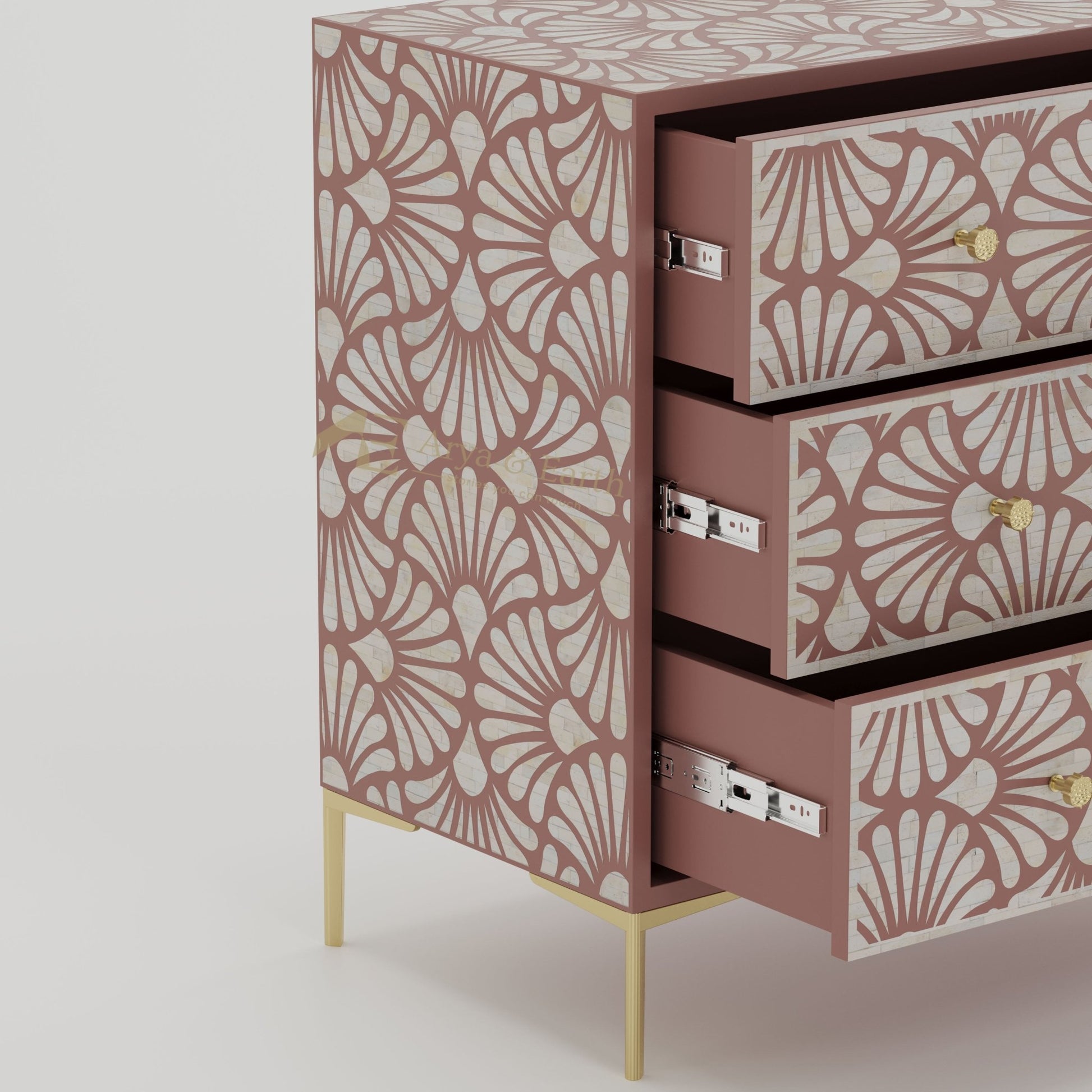 Gatsby Chest of Drawers - Bone Inlay - Terracotta - arya & earth
