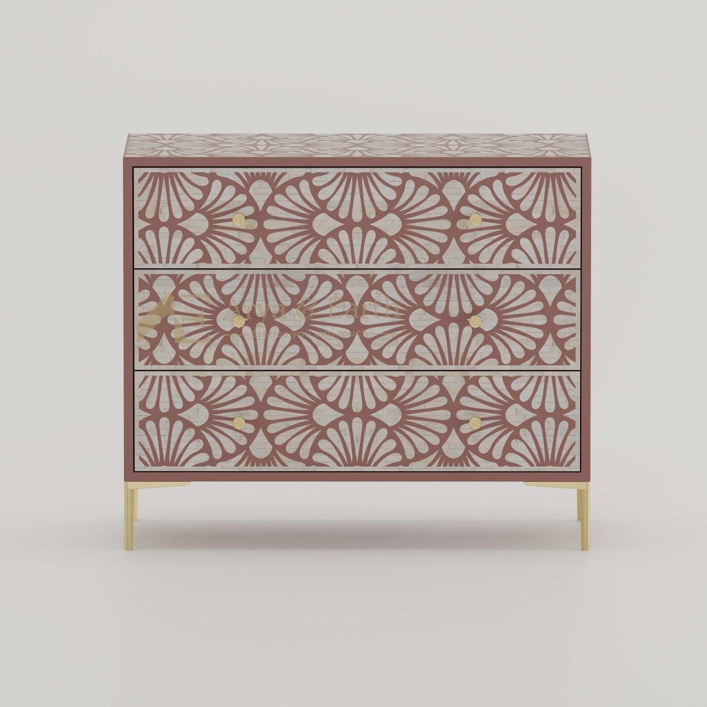Gatsby Chest of Drawers - Bone Inlay - Terracotta - arya & earth