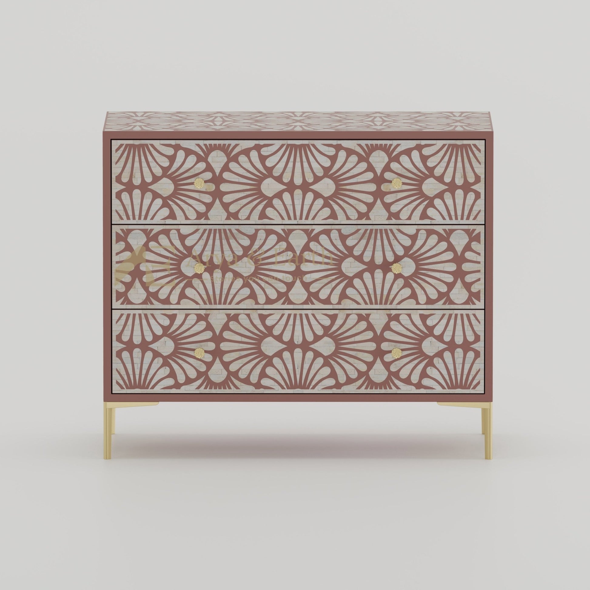 Gatsby Chest of Drawers - Bone Inlay - Terracotta - arya & earth