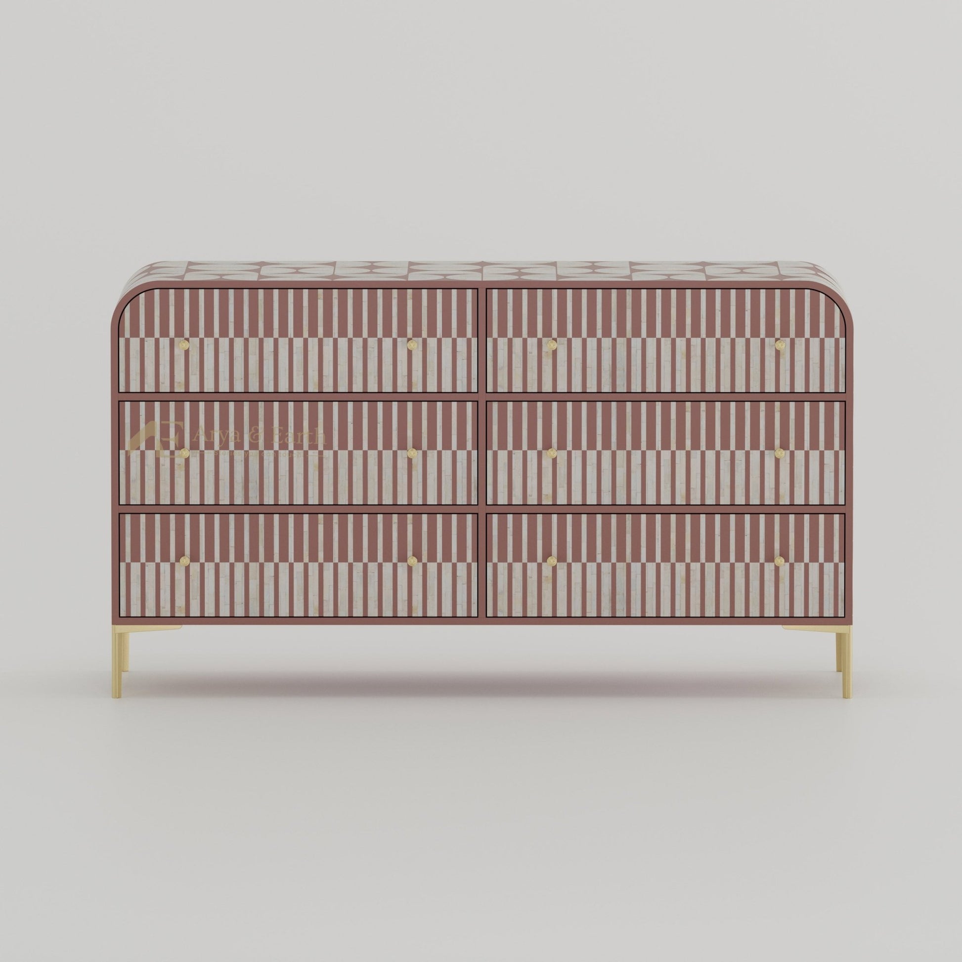 Gatsby Chest of Drawers - Bone Inlay - Terracotta - arya & earth