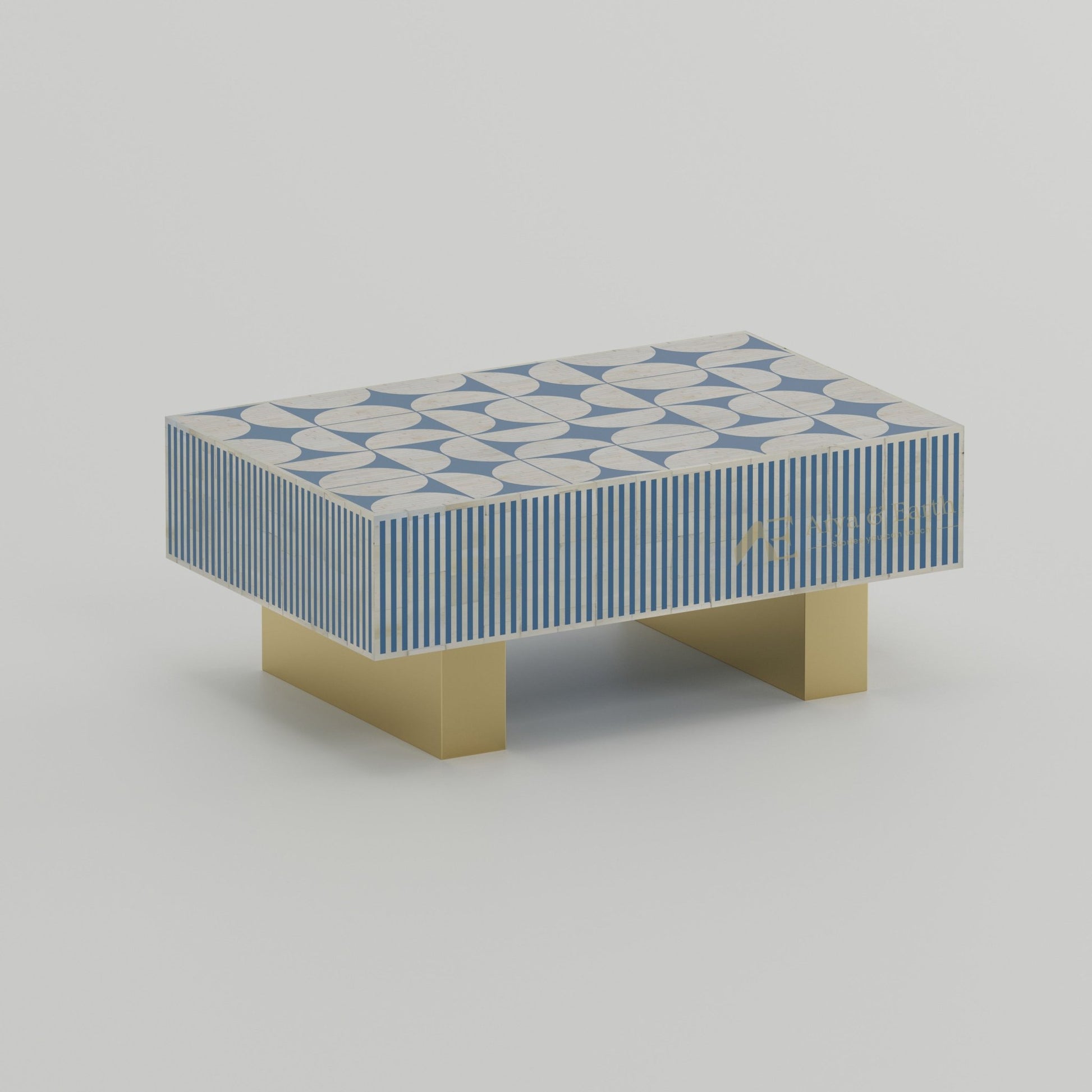 Gatsby Coffee Table - Bone Inlay - Mystique Blue - arya & earth