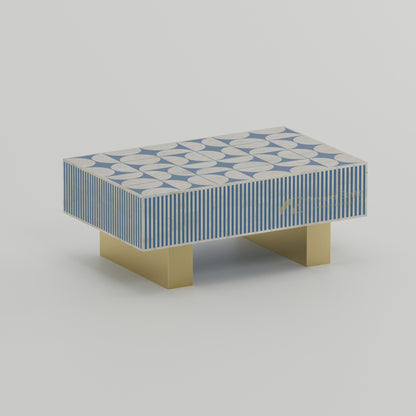 Gatsby Coffee Table - Bone Inlay - Mystique Blue - arya & earth