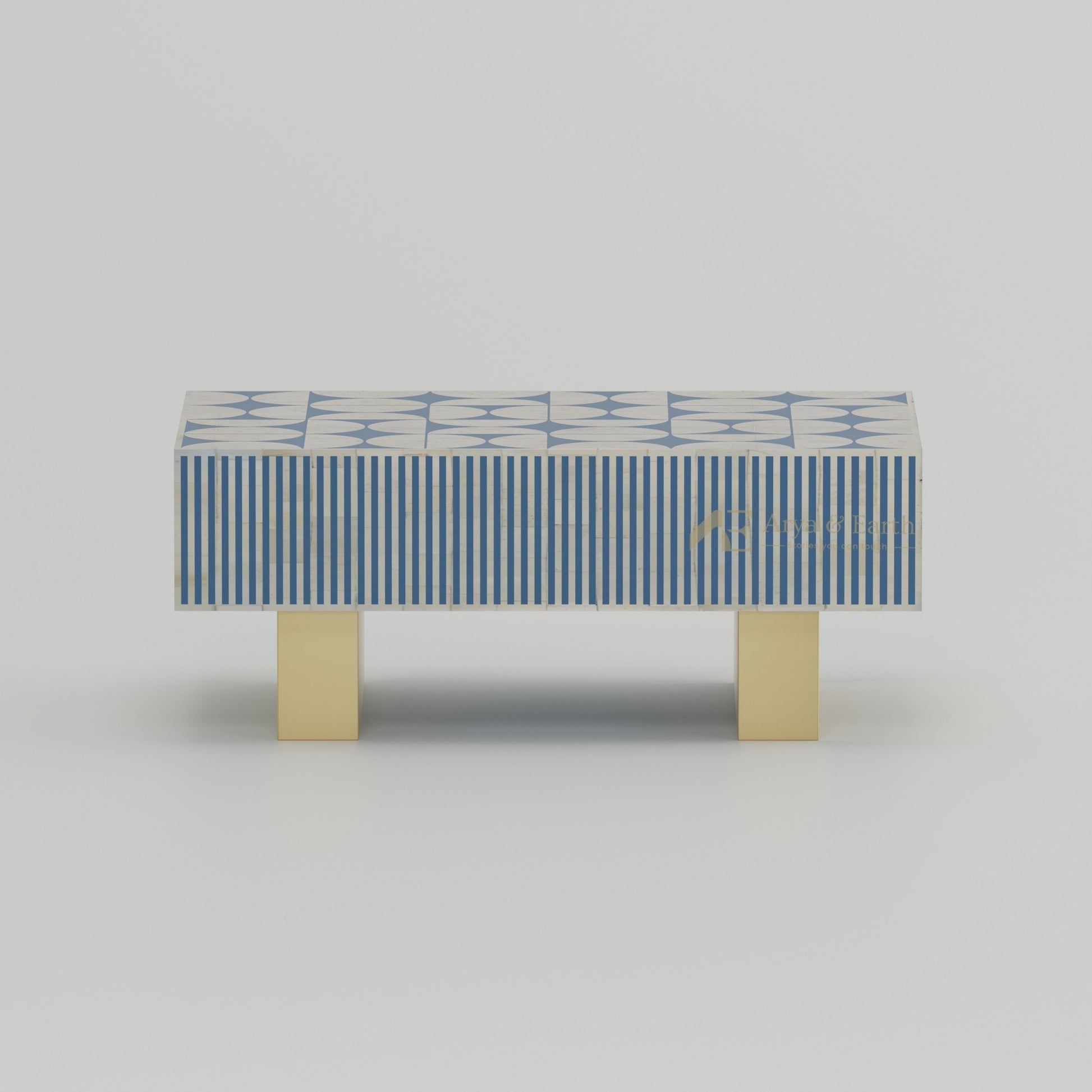 Gatsby Coffee Table - Bone Inlay - Mystique Blue - arya & earth
