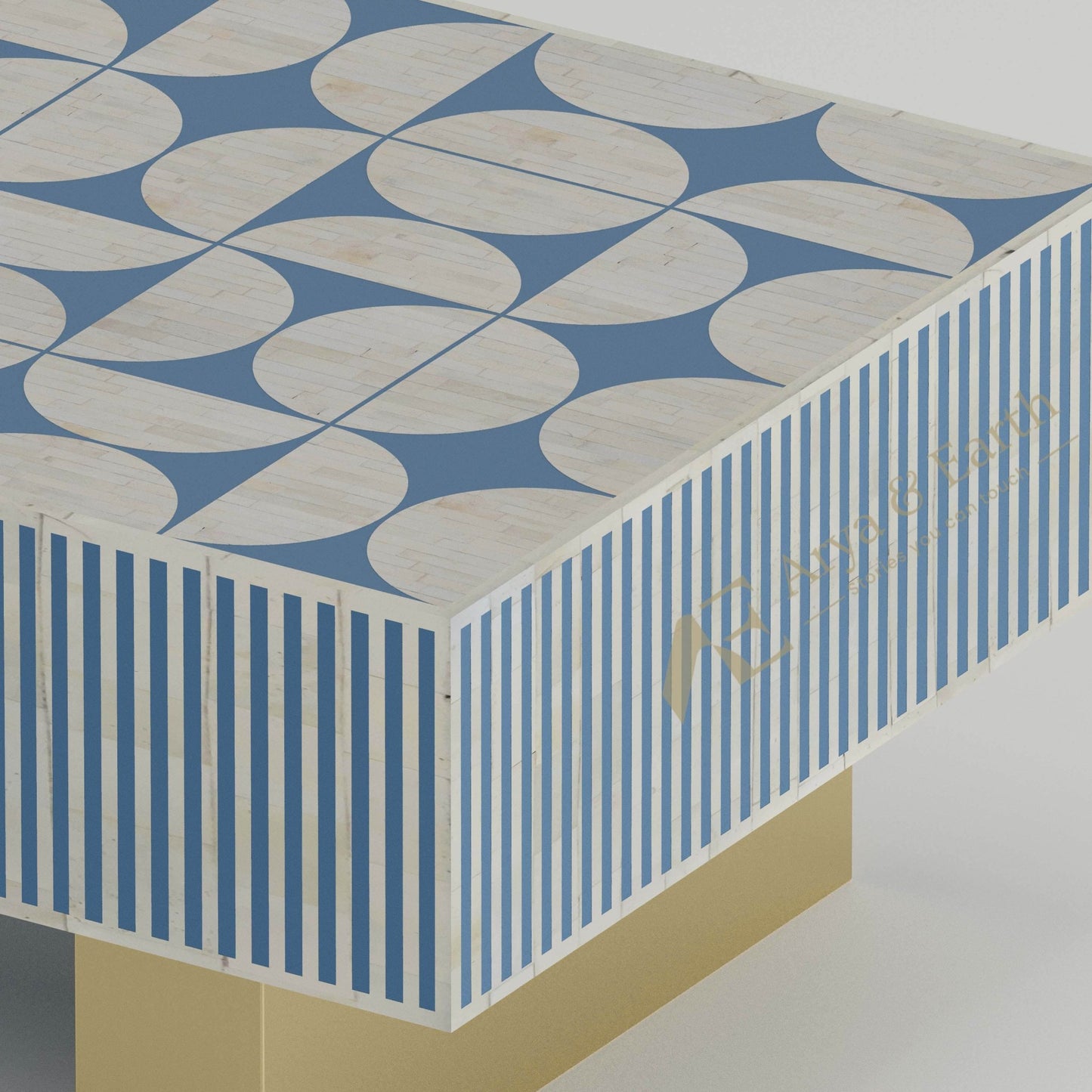 Gatsby Coffee Table - Bone Inlay - Mystique Blue - arya & earth