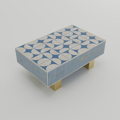 Gatsby Coffee Table - Bone Inlay - Mystique Blue - arya & earth