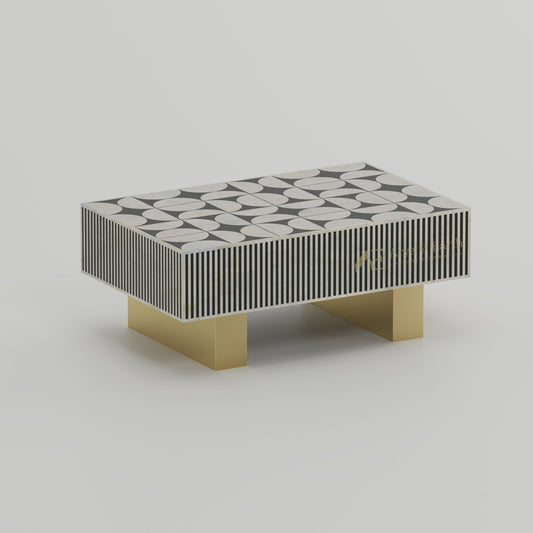 Gatsby Coffee Table - Bone Inlay - Onyx - arya & earth