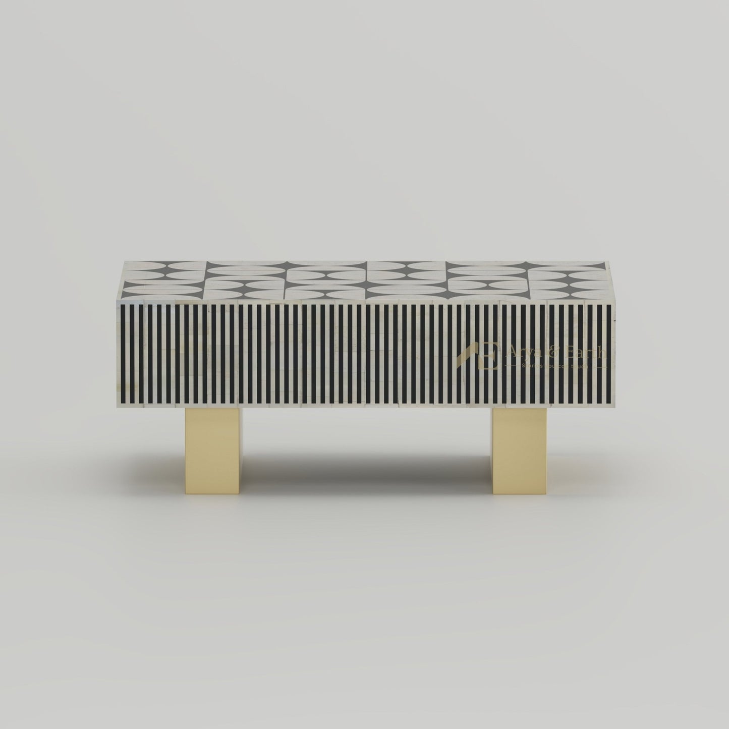 Gatsby Coffee Table - Bone Inlay - Onyx - arya & earth