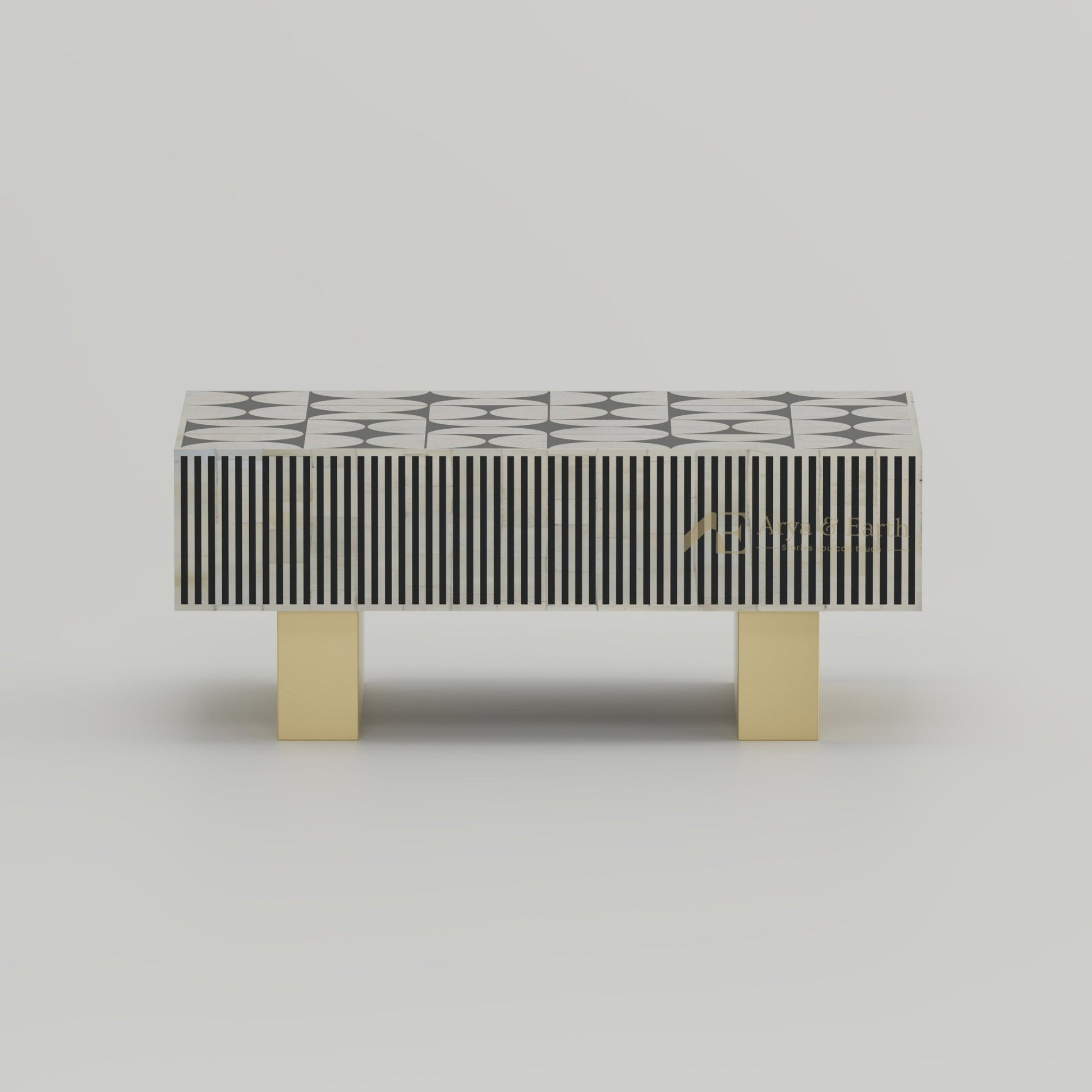 Gatsby Coffee Table - Bone Inlay - Onyx - arya & earth