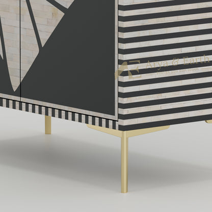 Bone Inlay Handcrafted Buffet Cabinet - Onyx