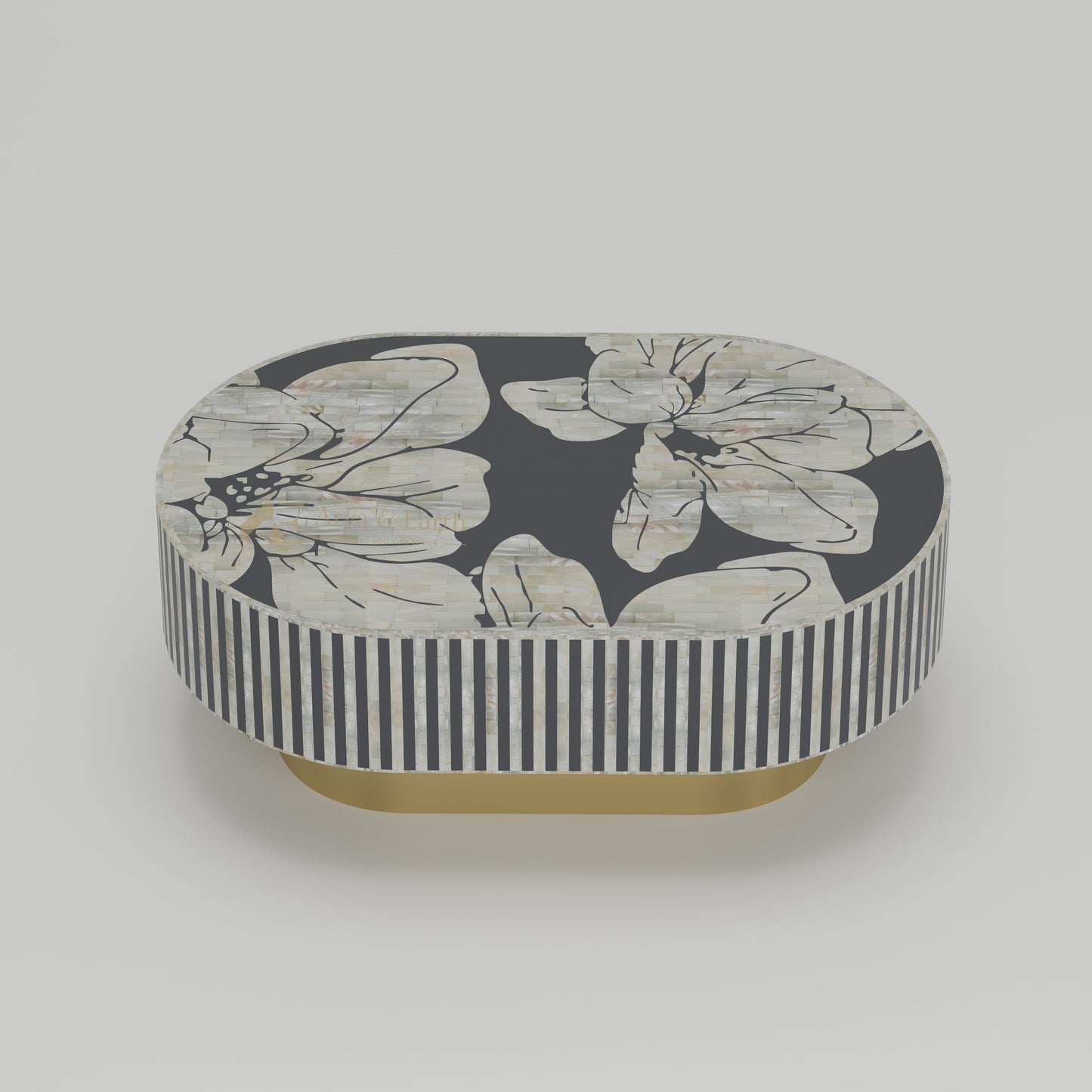 oblong coffee table with golden base