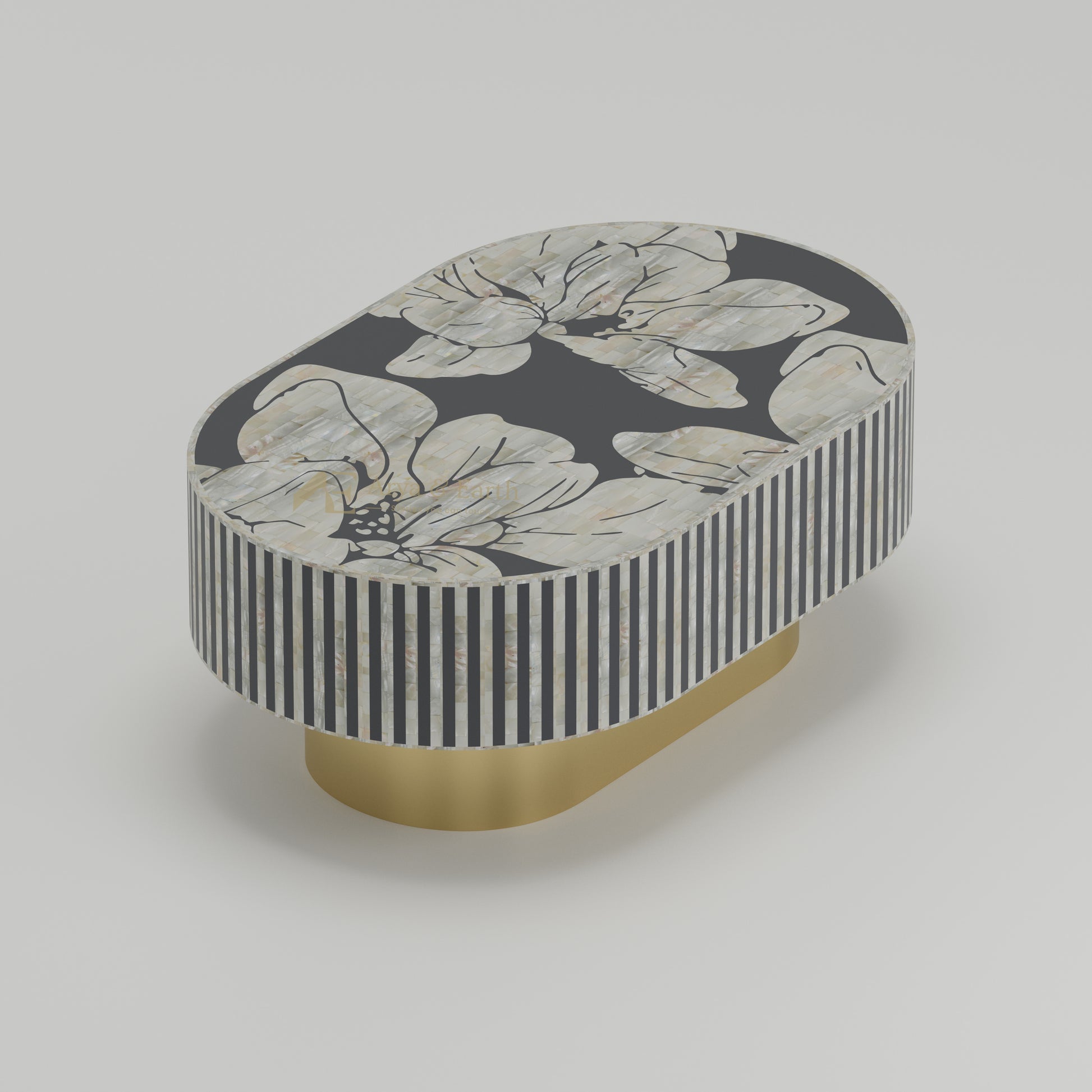 top view of handmade floral coffee table