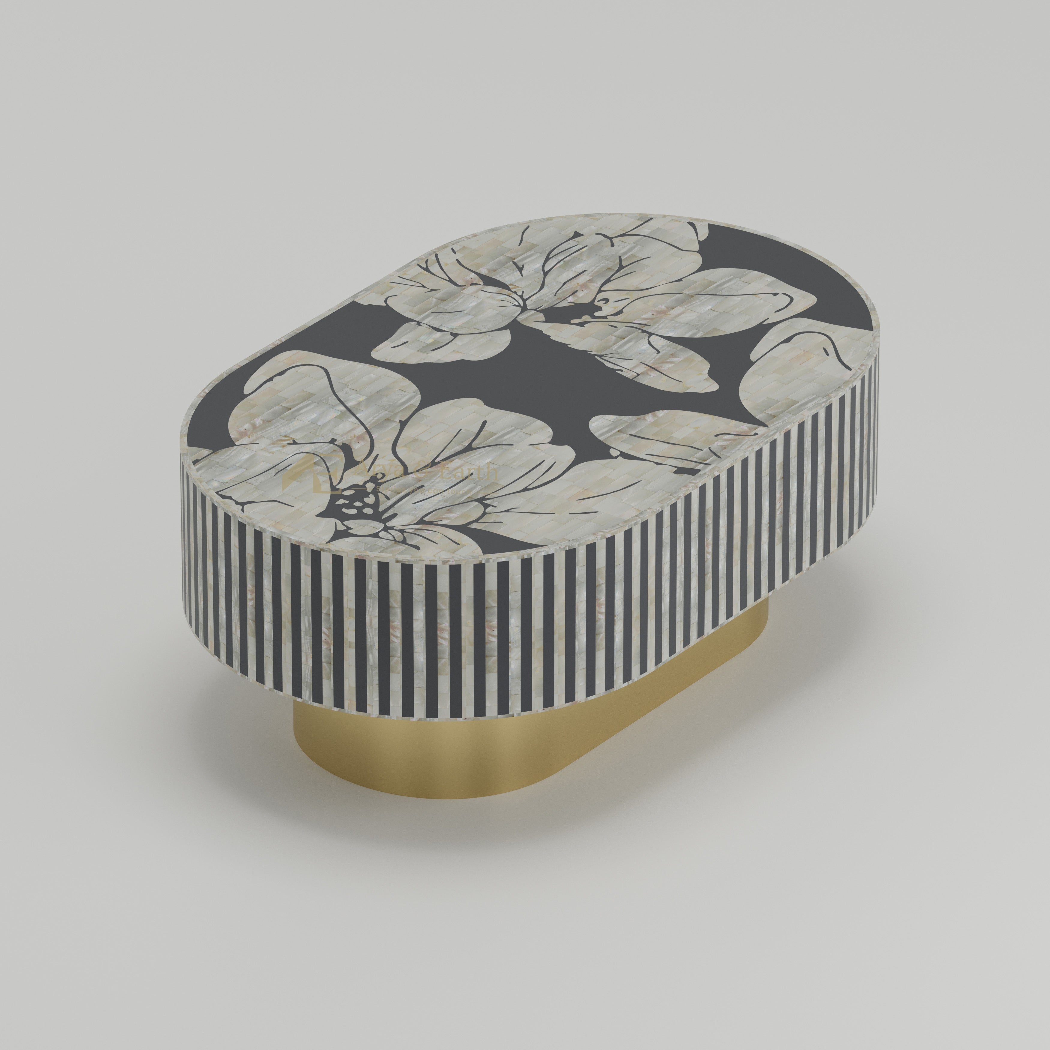top view of handmade floral coffee table