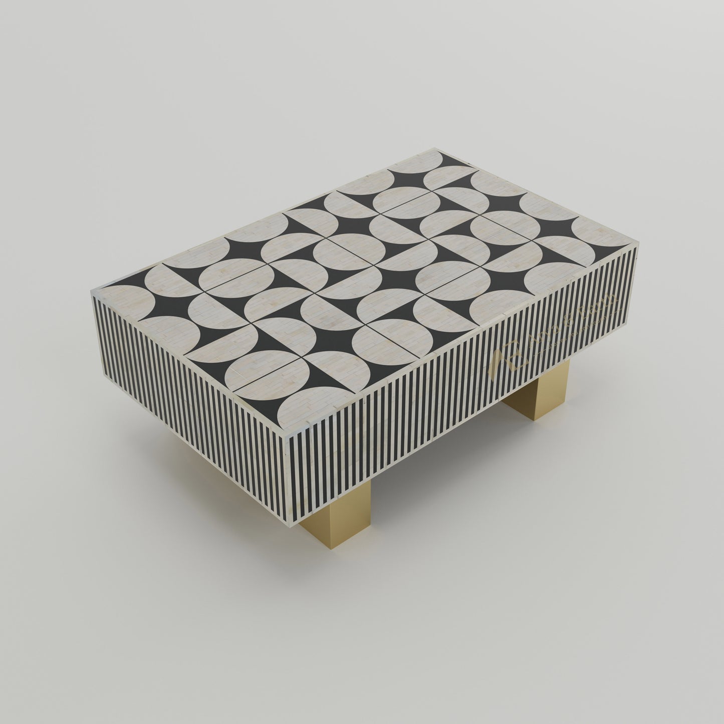 top view geometric bone inlay table