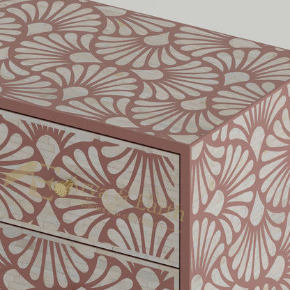 closeup pf bone inlay floral pattern