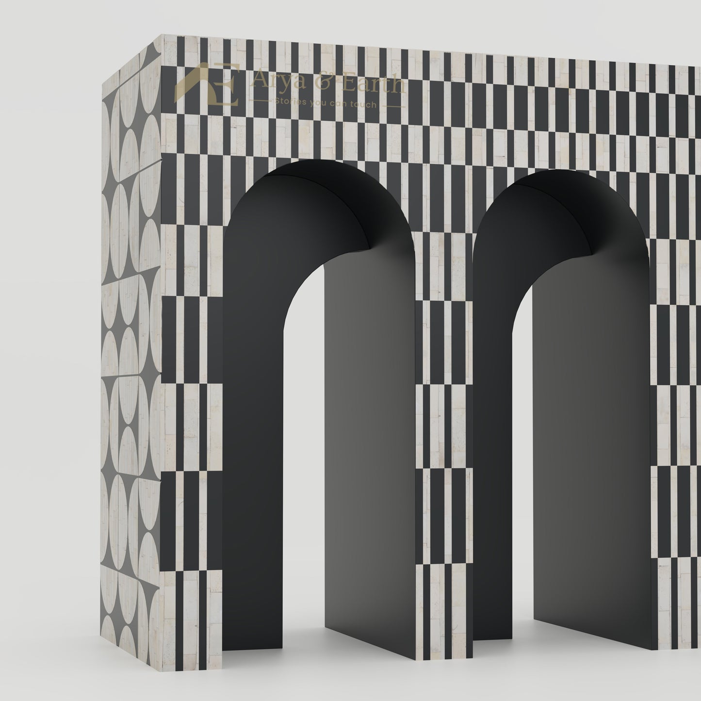 arched console table bone inlay
