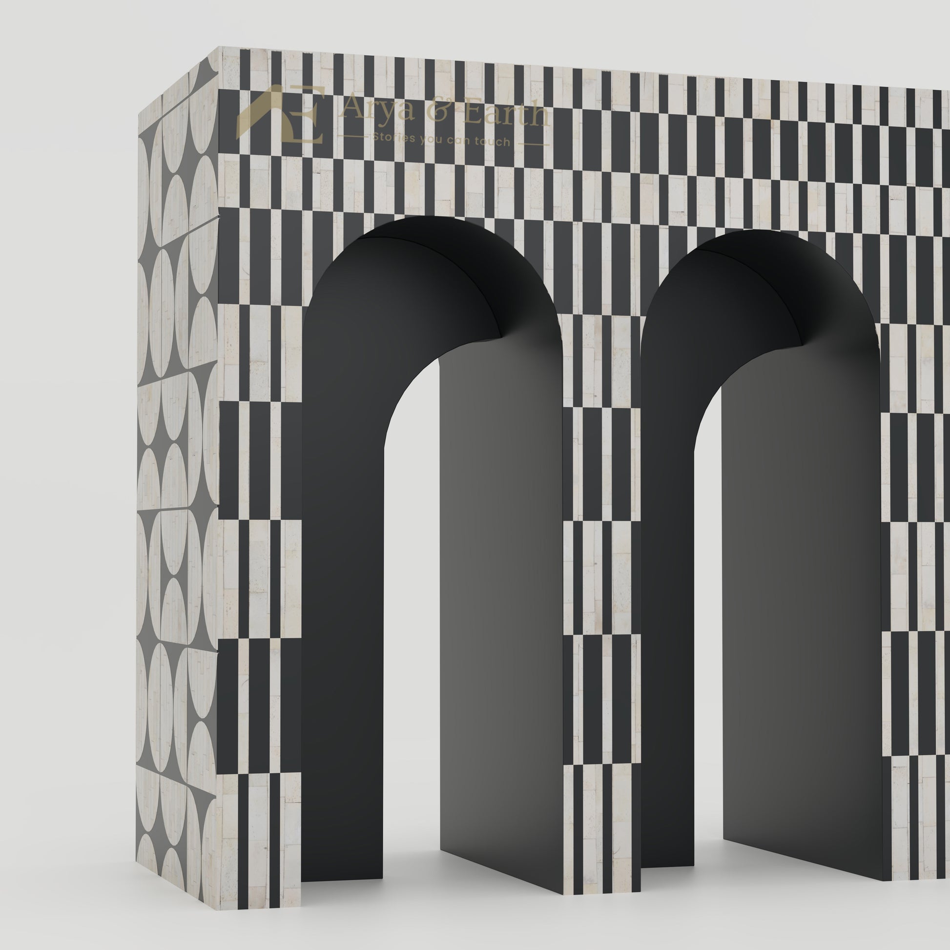 arched console table bone inlay