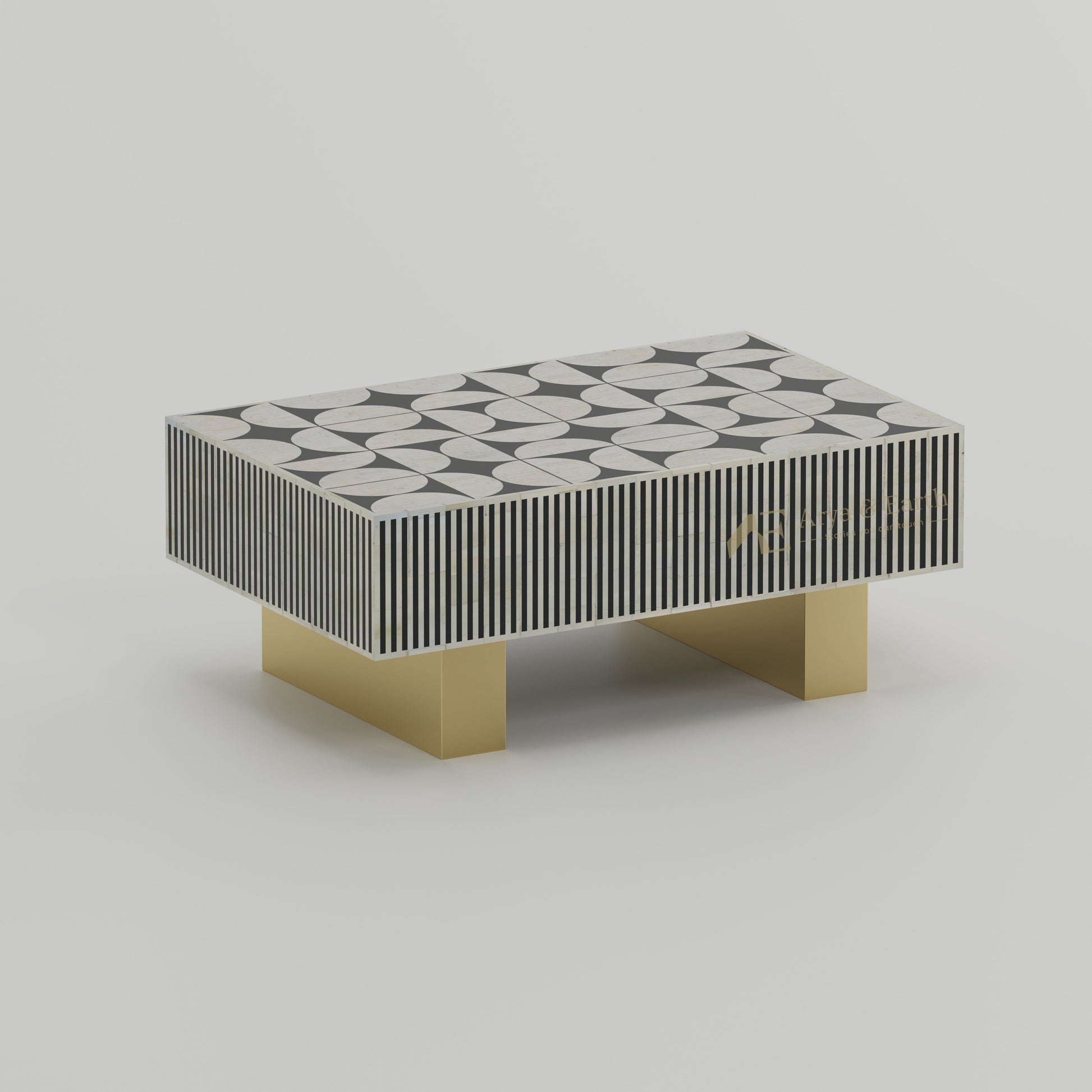 rectangle black and white geometric centre table