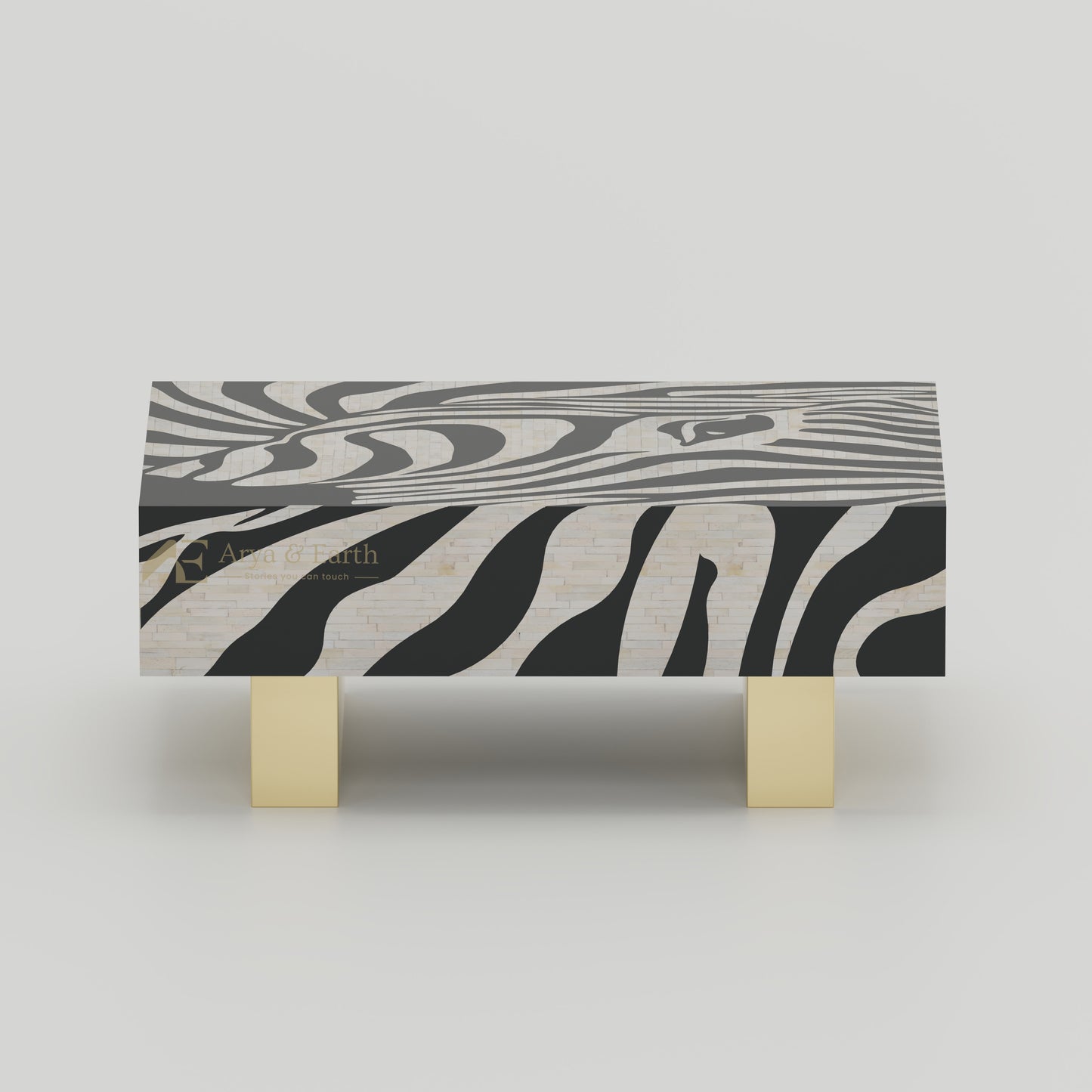 zebra pattern bone inlay coffee table