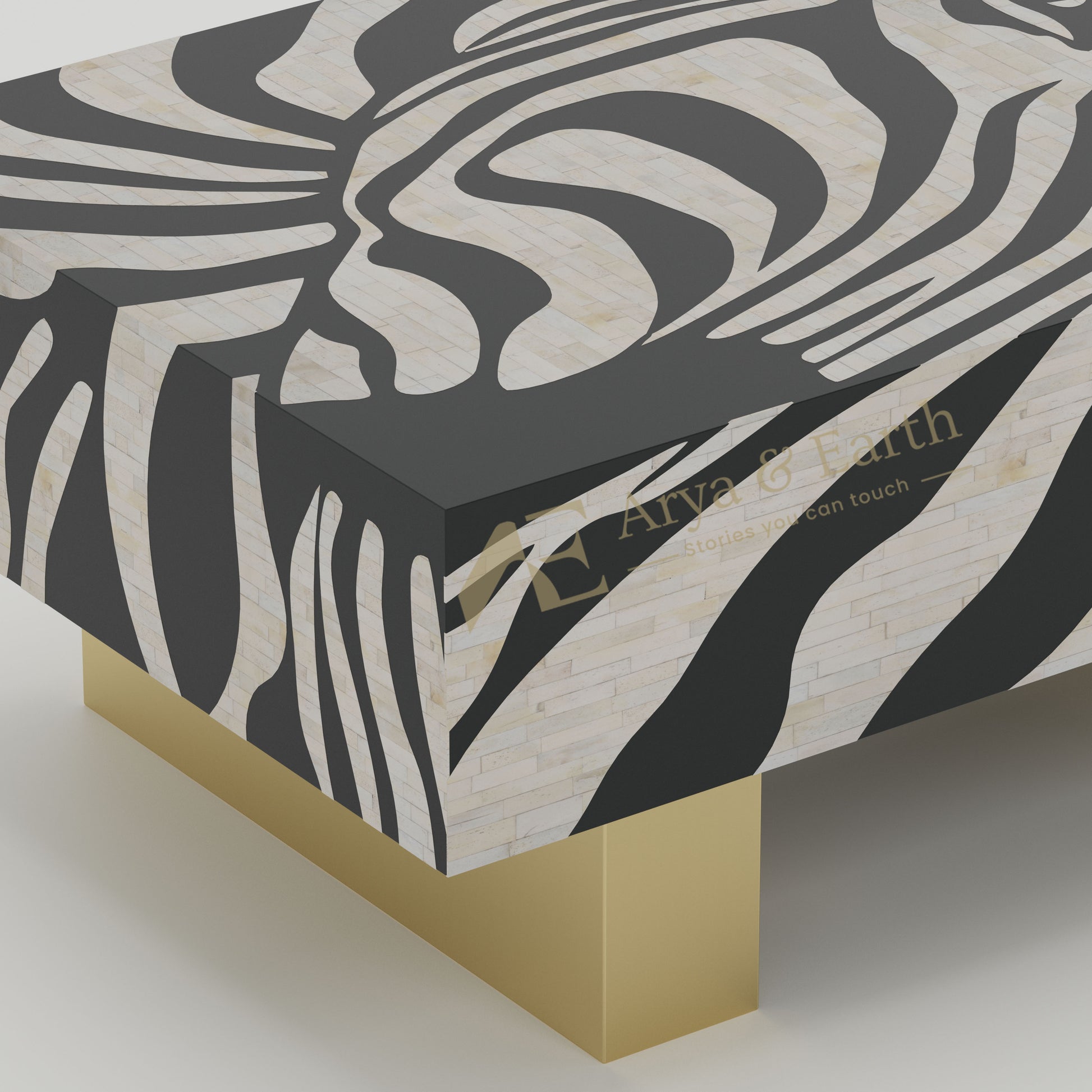 closeup of animal print bone inlay design