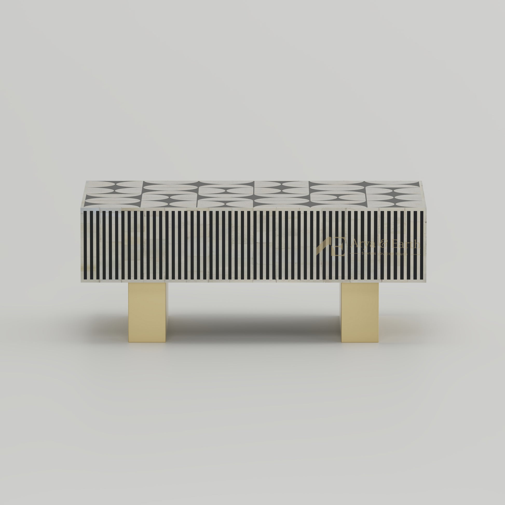 monochrome coffee table geometric pattern