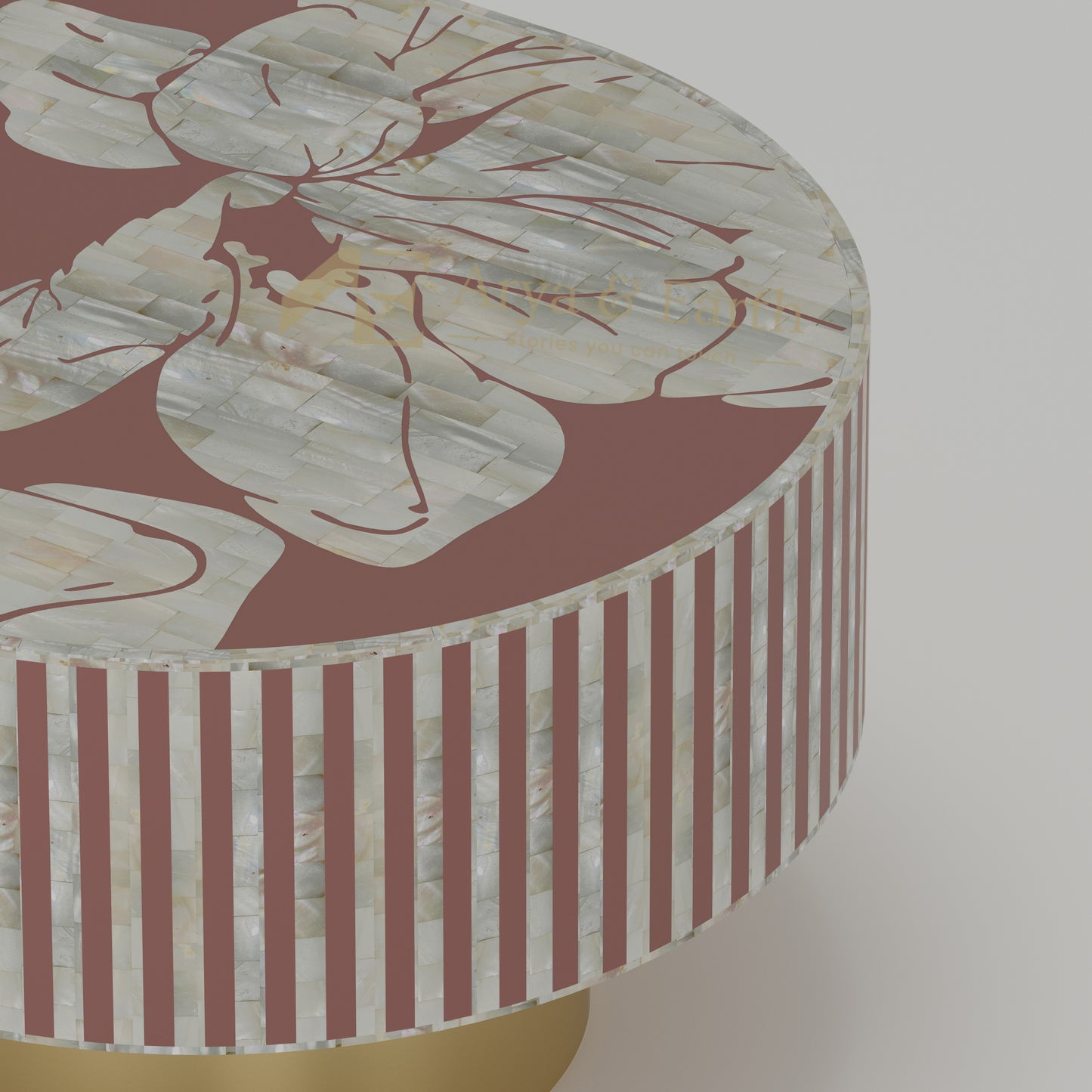 closeup of mother of pearl inlay floral design