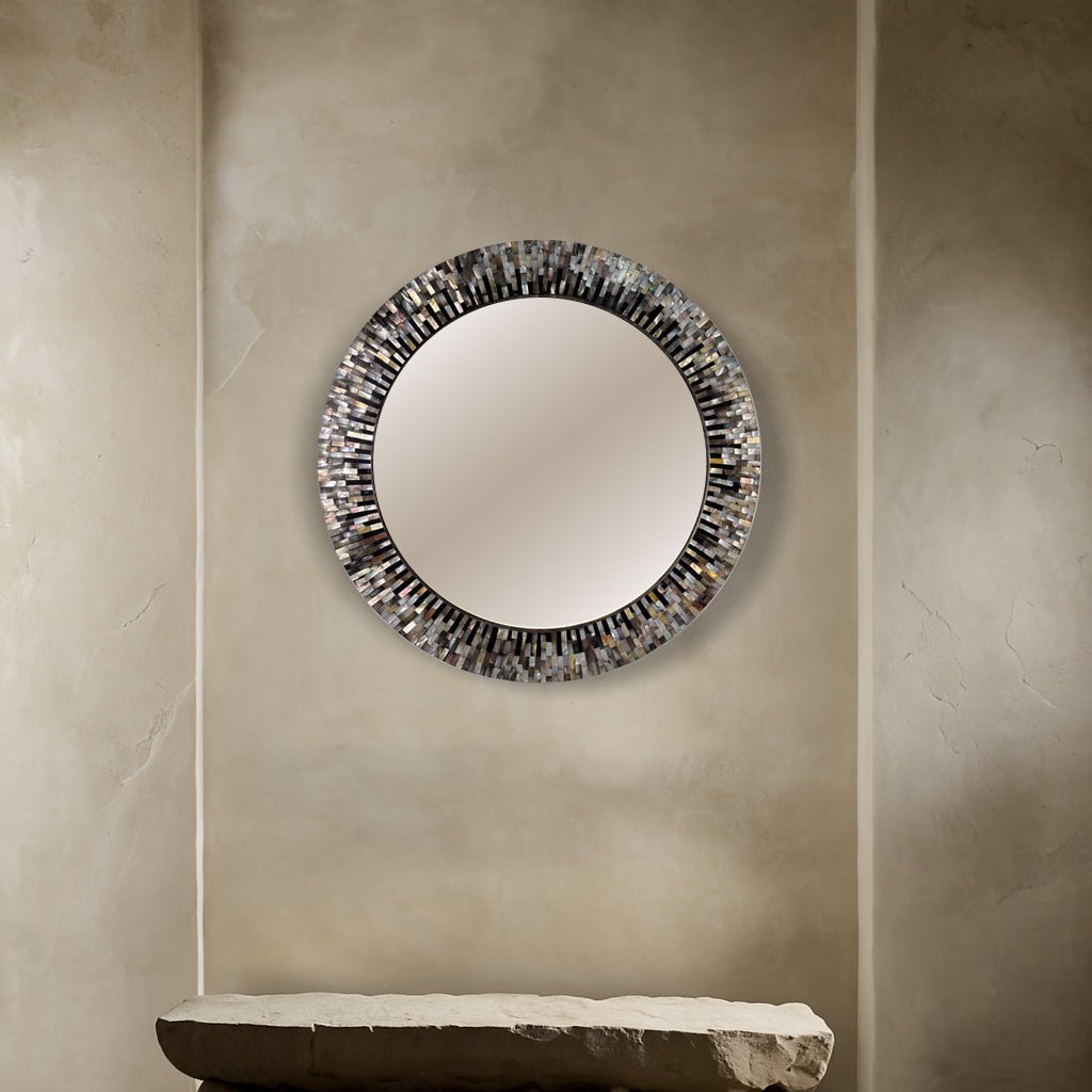 Pearl Inlay Mirror - Celeste Noir - arya & earth