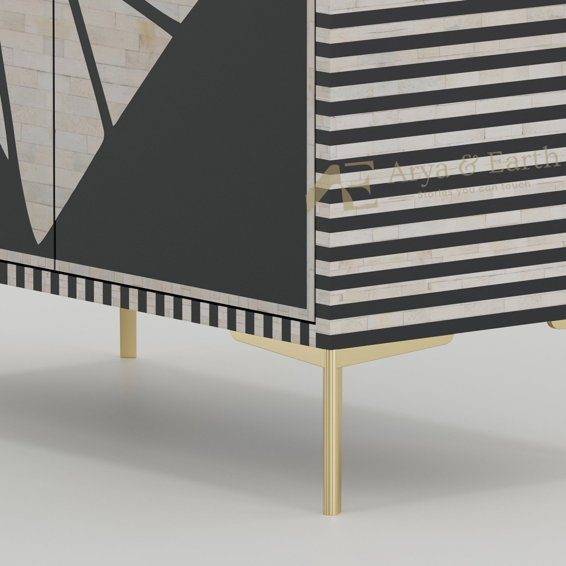 Signature Bar Cabinet - Bone Inlay - Onyx - arya & earth