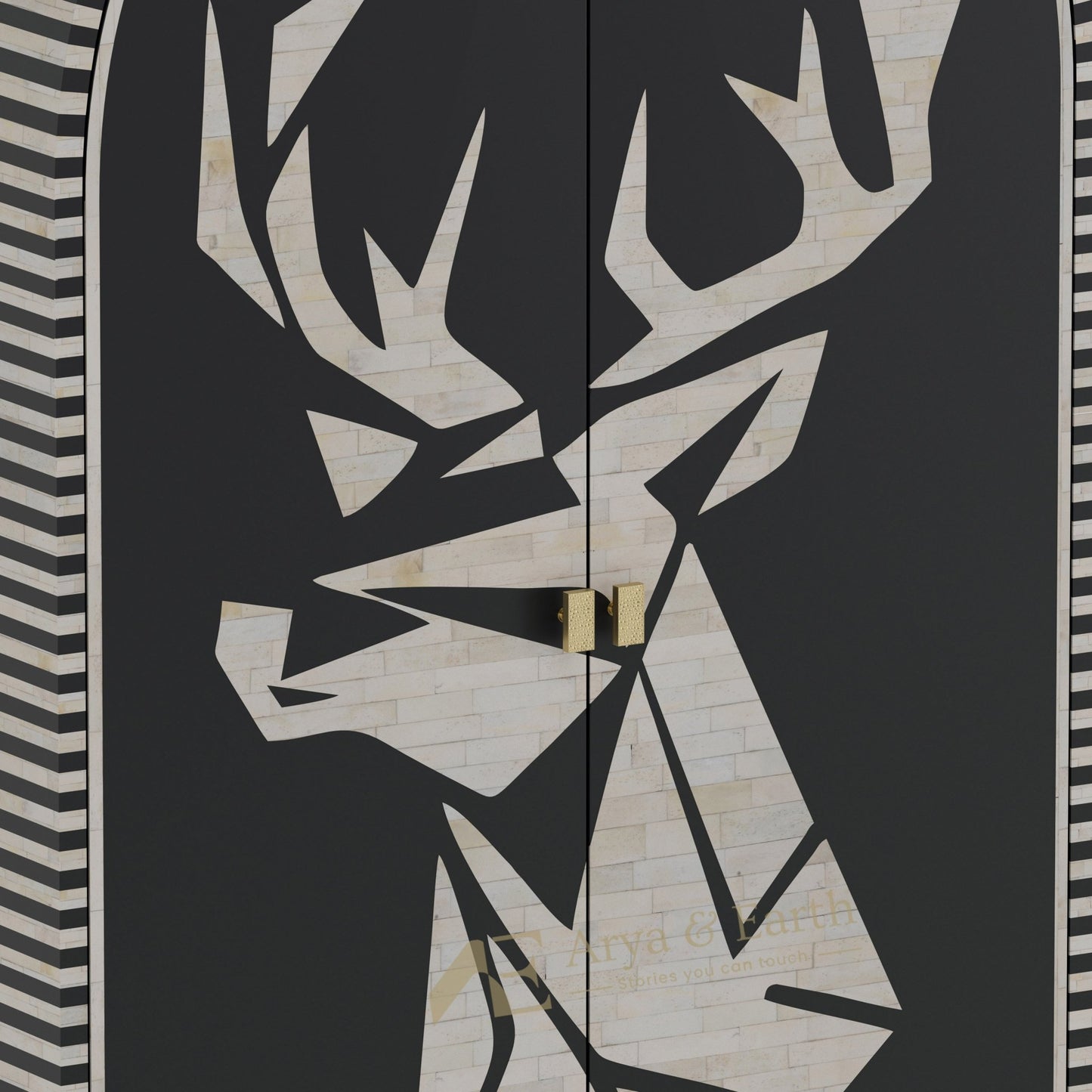 Signature Bar Cabinet - Bone Inlay - Onyx - arya & earth