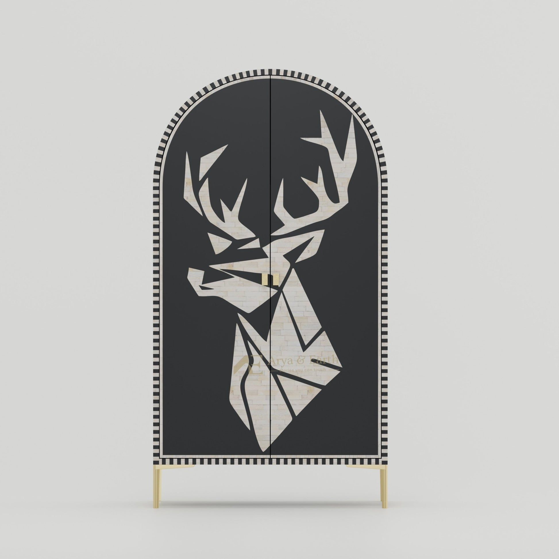 Signature Bar Cabinet - Bone Inlay - Onyx - arya & earth