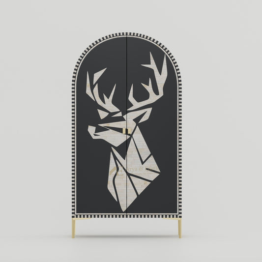 Signature Bar Cabinet - Bone Inlay - Onyx - arya & earth