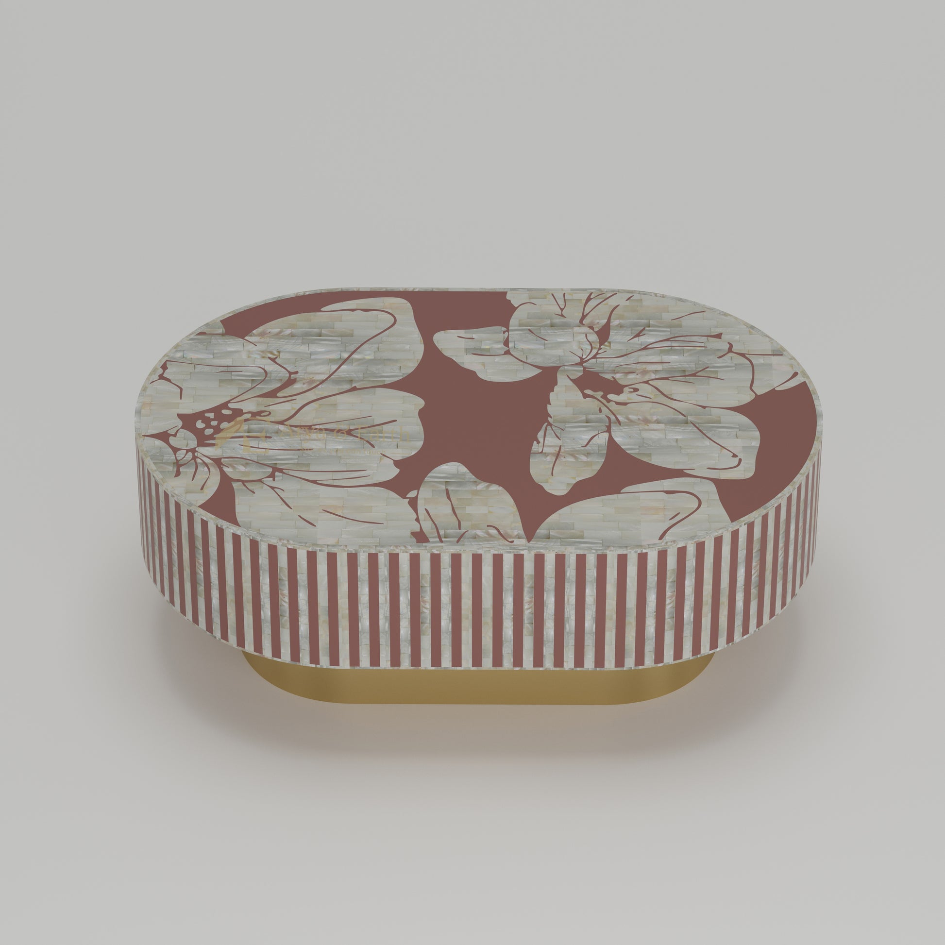 Side view coffee table with golden base