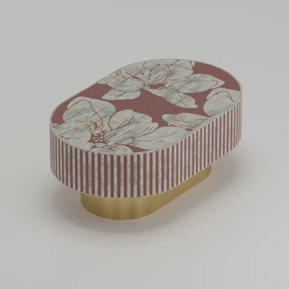 Top view floral inlay design on coffee table