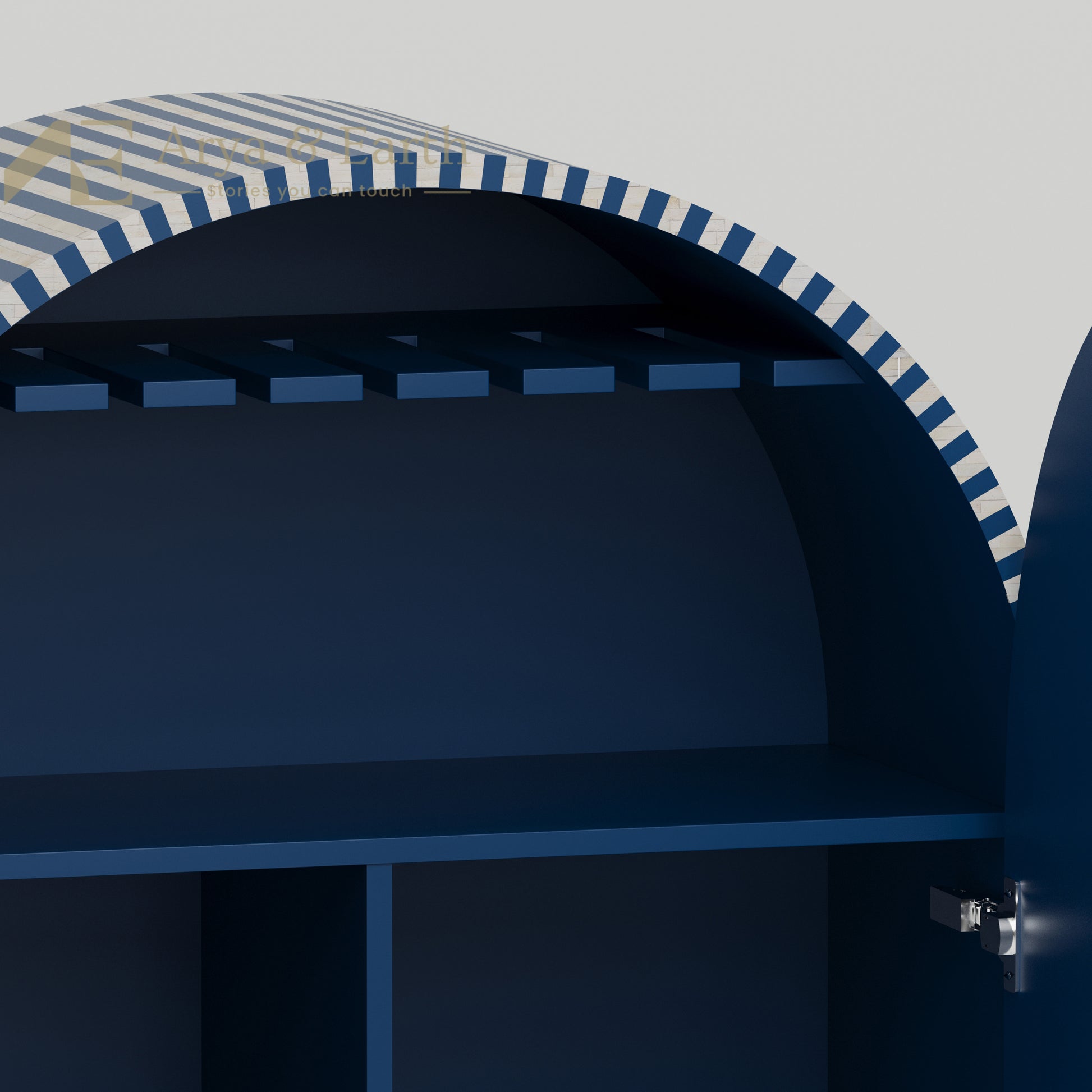 wine glass holder shelf in a bar cabinet