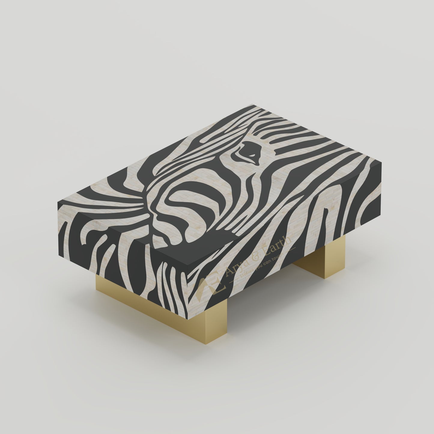 bone inlay black and white animal print table