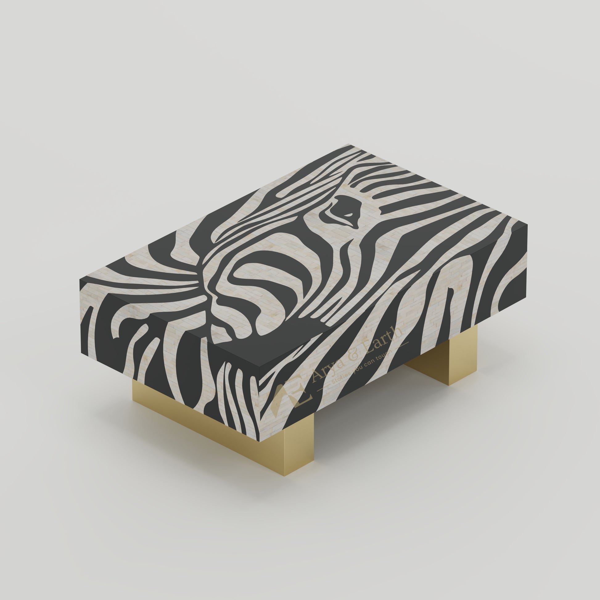bone inlay black and white animal print table